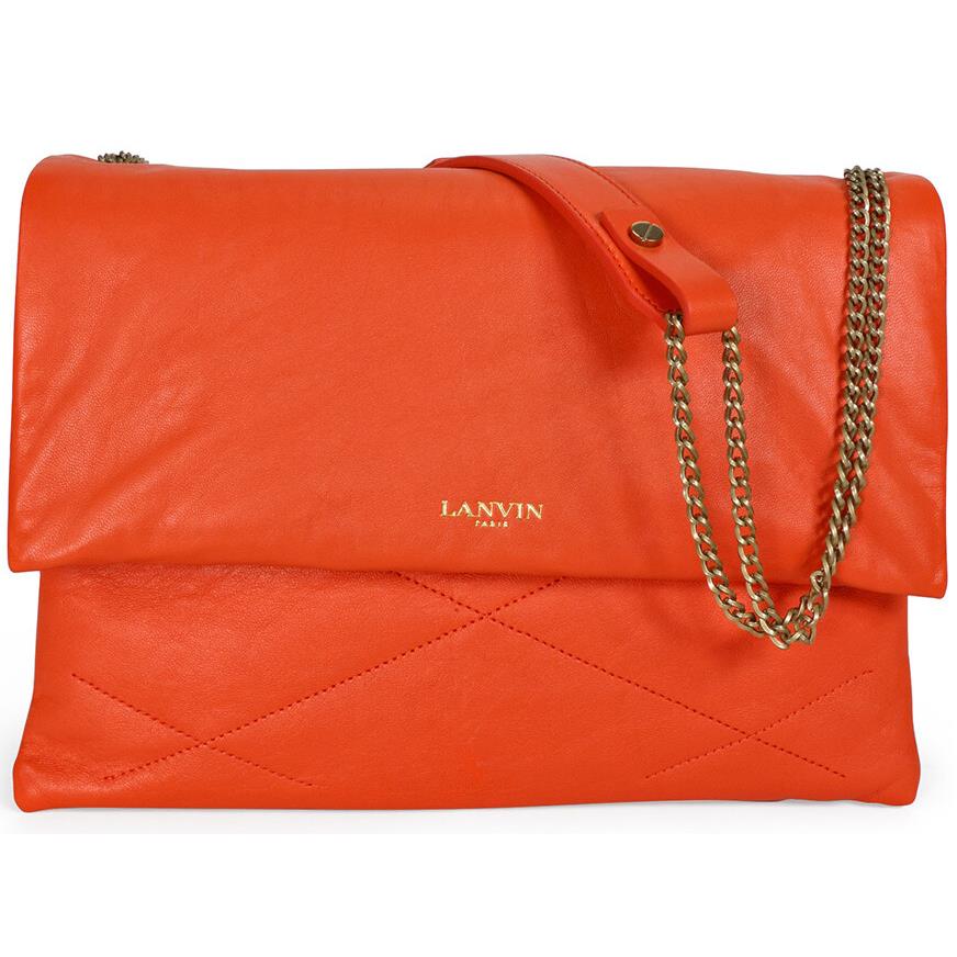 Lanvin Medium Sugar Quilted Lambskin Shoulder Bag - Orange - Made in Italy