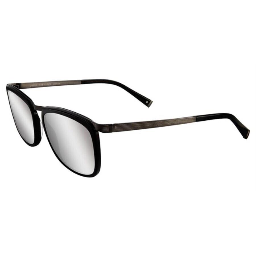 John Varvatos Hudson Sunglasses V520 56mm Black Gunmetal / Mirror Polarized - Frame: Black, Lens: Grey Silver Mirror Polarized