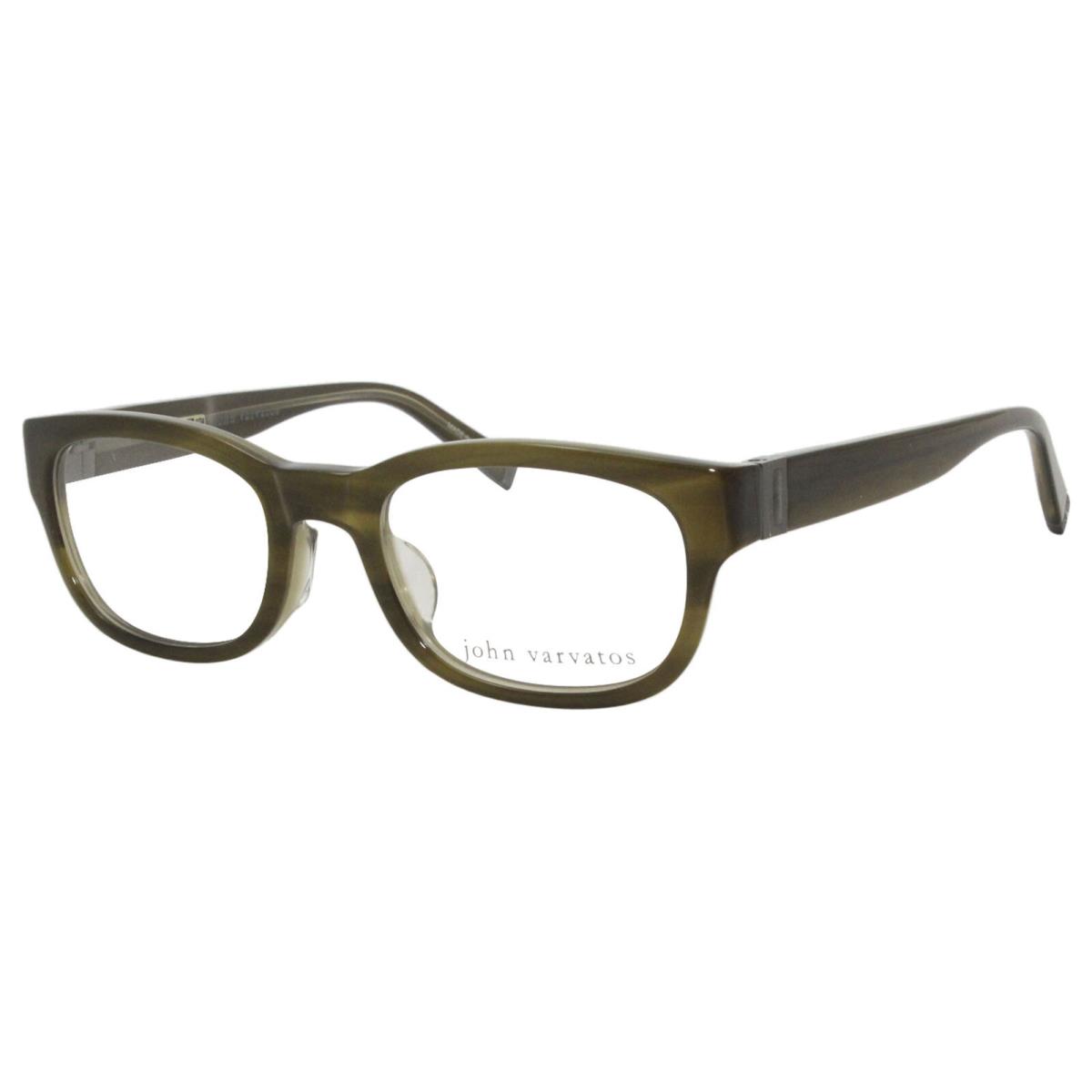 John Varvatos V337-AF Eyeglasses Men`s Olive/silver Full Rim Optical Frame 50mm - Frame: Green