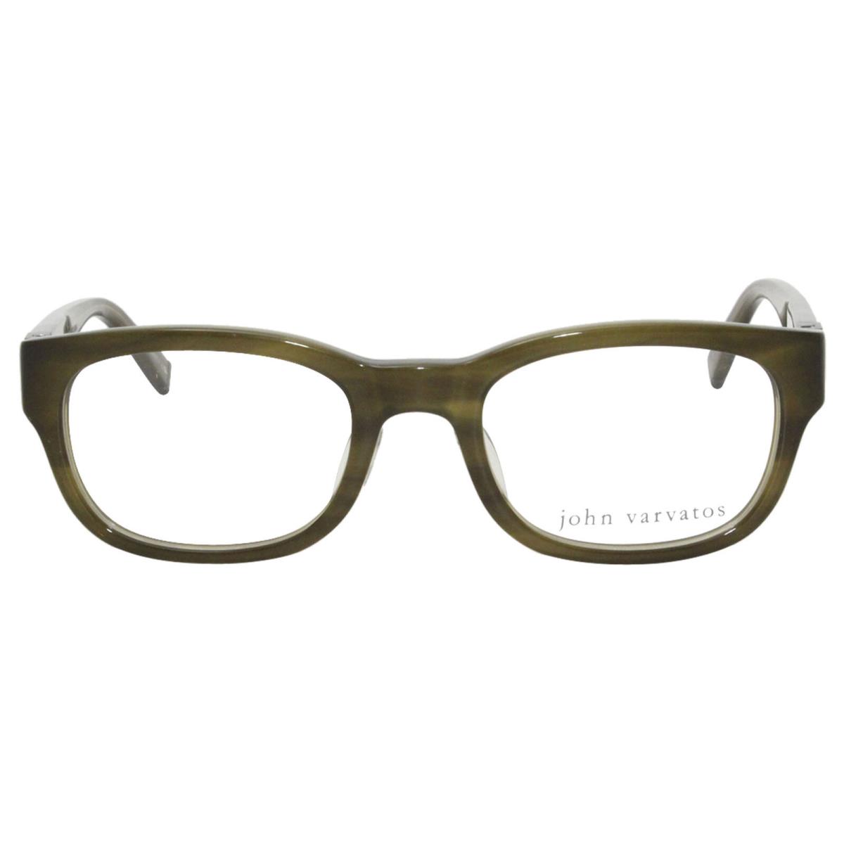 John Varvatos V337-AF Eyeglasses Men`s Olive/silver Full Rim Optical Frame 50mm - Frame: Green