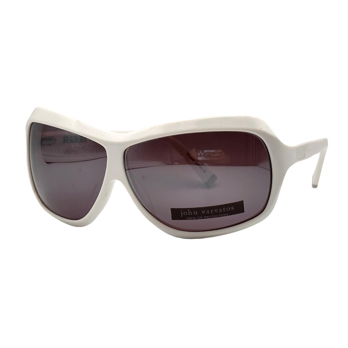 John Varvatos V704 White - Rose Tinted Flash Mirror 63mm Made in Japan - Frame: White, Lens: Rose with Silver Flash