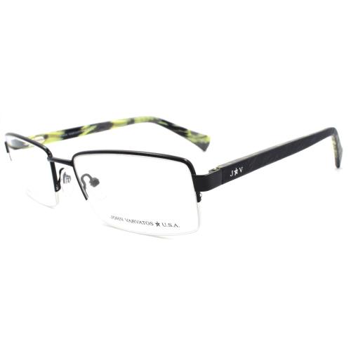 John Varvatos VJVC006 Men`s Eyeglasses Frames Half-rim 56-18-145 Black - Frame: Black