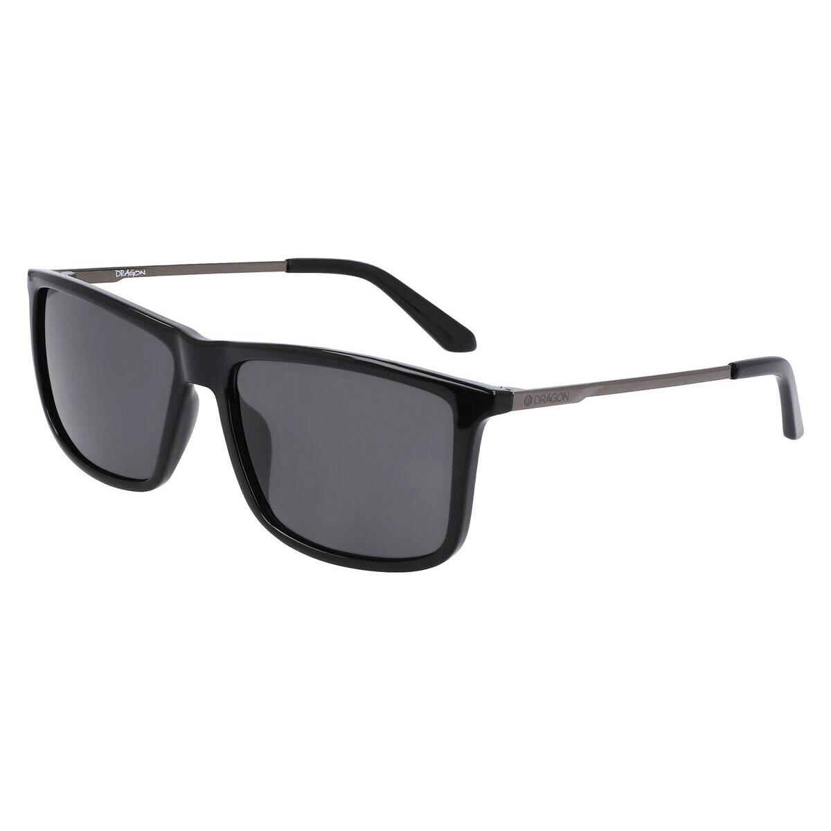 Dragon DR Damien LL Sunglasses Rectangle 61mm - Frame: Shiny Black / Smoke, Lens: Smoke