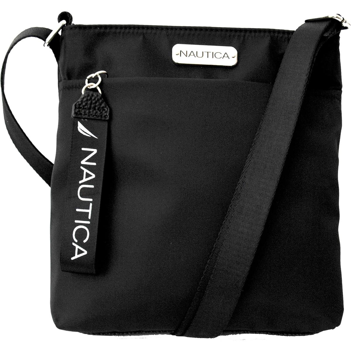 Nautica Diver Nylon Small Womens Crossbody Bag Purse with Adjustable Shoulder St Black