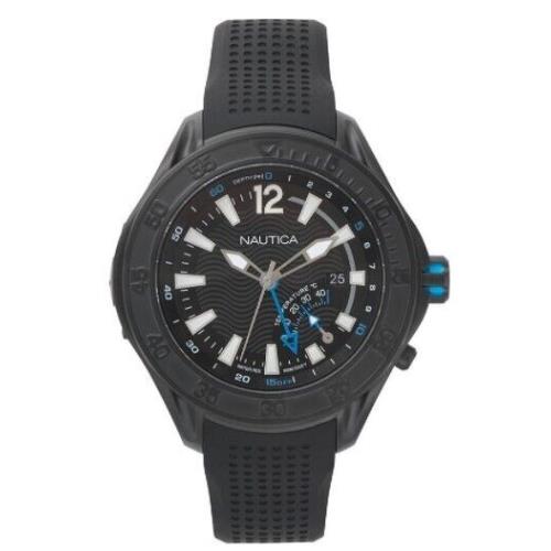 Men`s Nautica Analog Breakwater Black Silicone Band 50mm Watch NAPBRW002