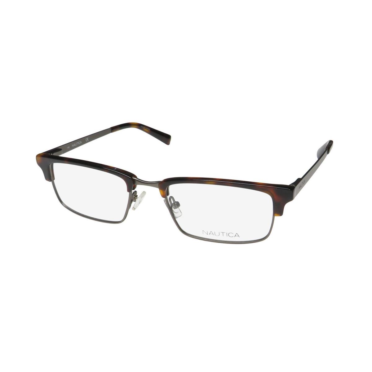 Nautica N9103 Eyeglasses Mens Metal Plastic 206 Brown Rectangular Full-rim