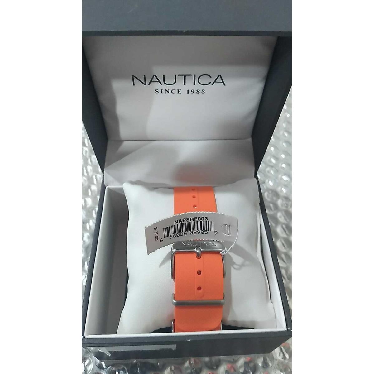 Nautica Watch Men`s NAPSRF003 Orange Silicone Band