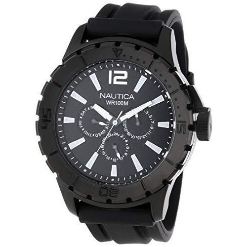 Nautica Men`s N17594G Sporty Black Resin Band Dial Stainless Steel Analog Watch