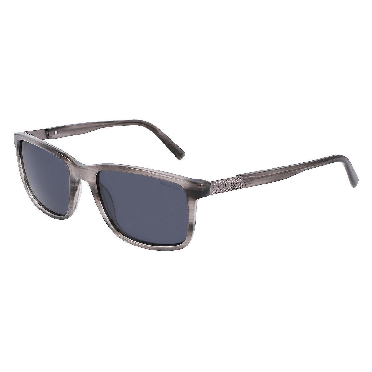 Nautica N6253S Sunglasses Men Gray Horn Rectangle 56mm