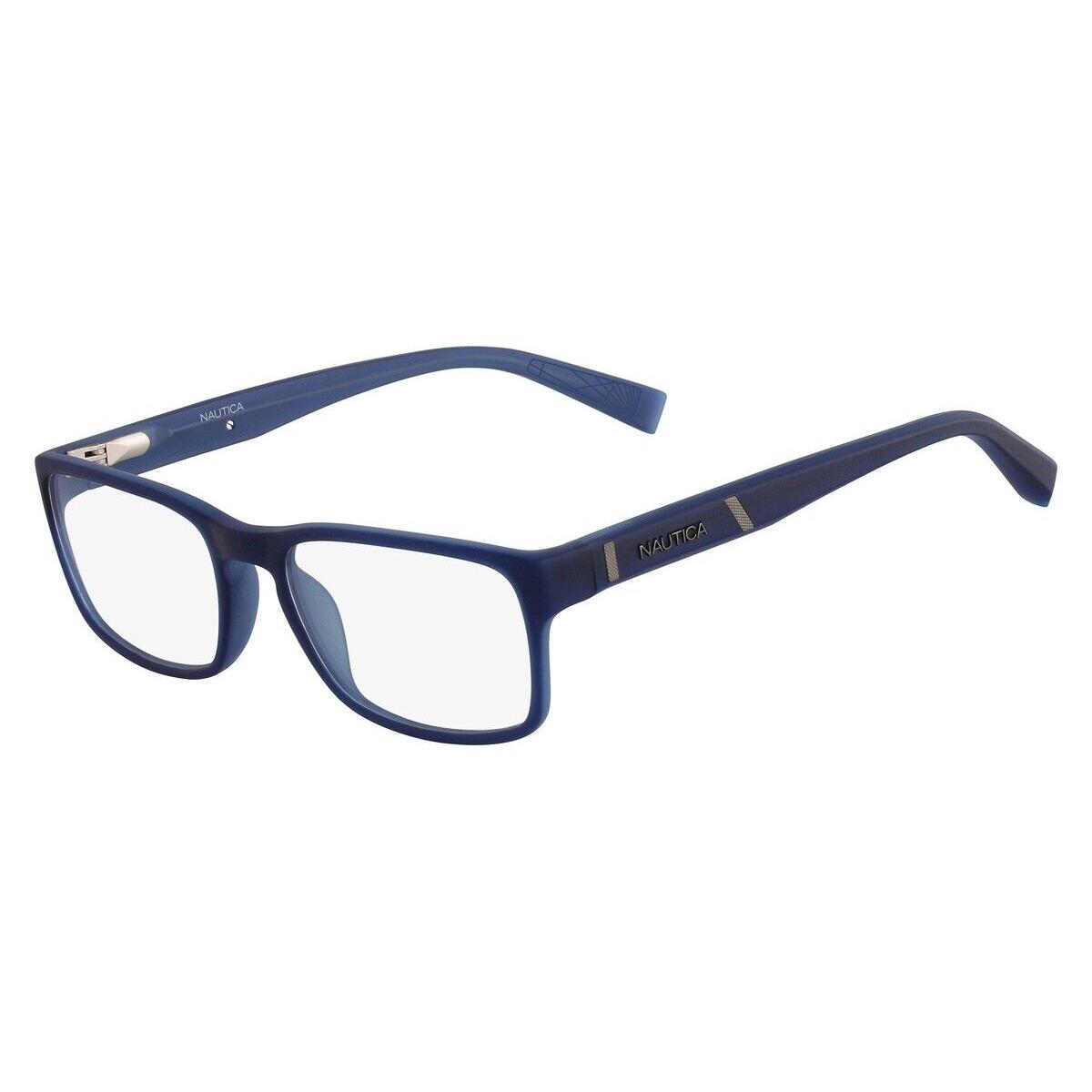 Nautica N8108 Eyeglasses Men Matte Navy Rectangle 52mm