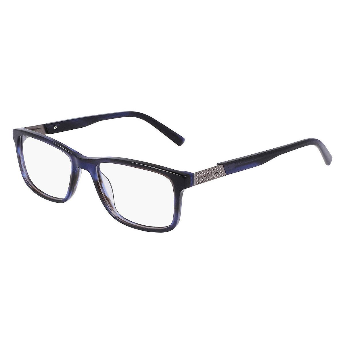 Nautica N8177 Eyeglasses Men Navy Horn Rectangle 53mm - Frame: Navy Horn, Lens: Demo