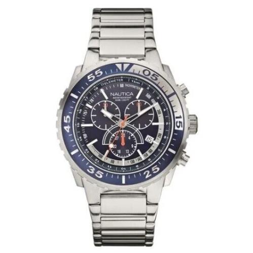 Nautica Blue Dial 45mm Stainless Steel Chronograph Men`s Watch Nst 700 N16655G