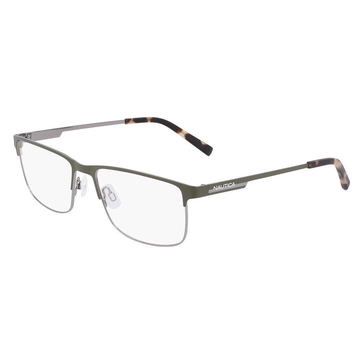 Nautica N7328 Eyeglasses Men Matte Olive Rectangle 55mm