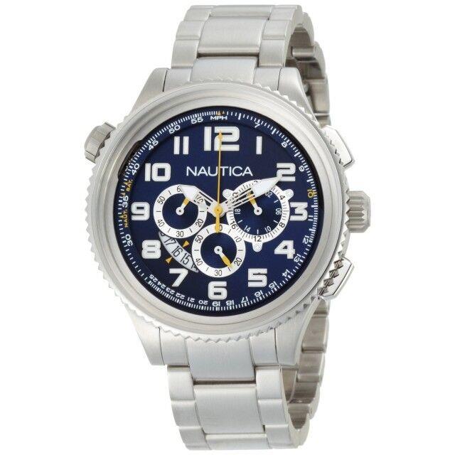 Nautica N29524G Ocn 46 Blue Dial Stainless Steel Bracelet Men`s Watch