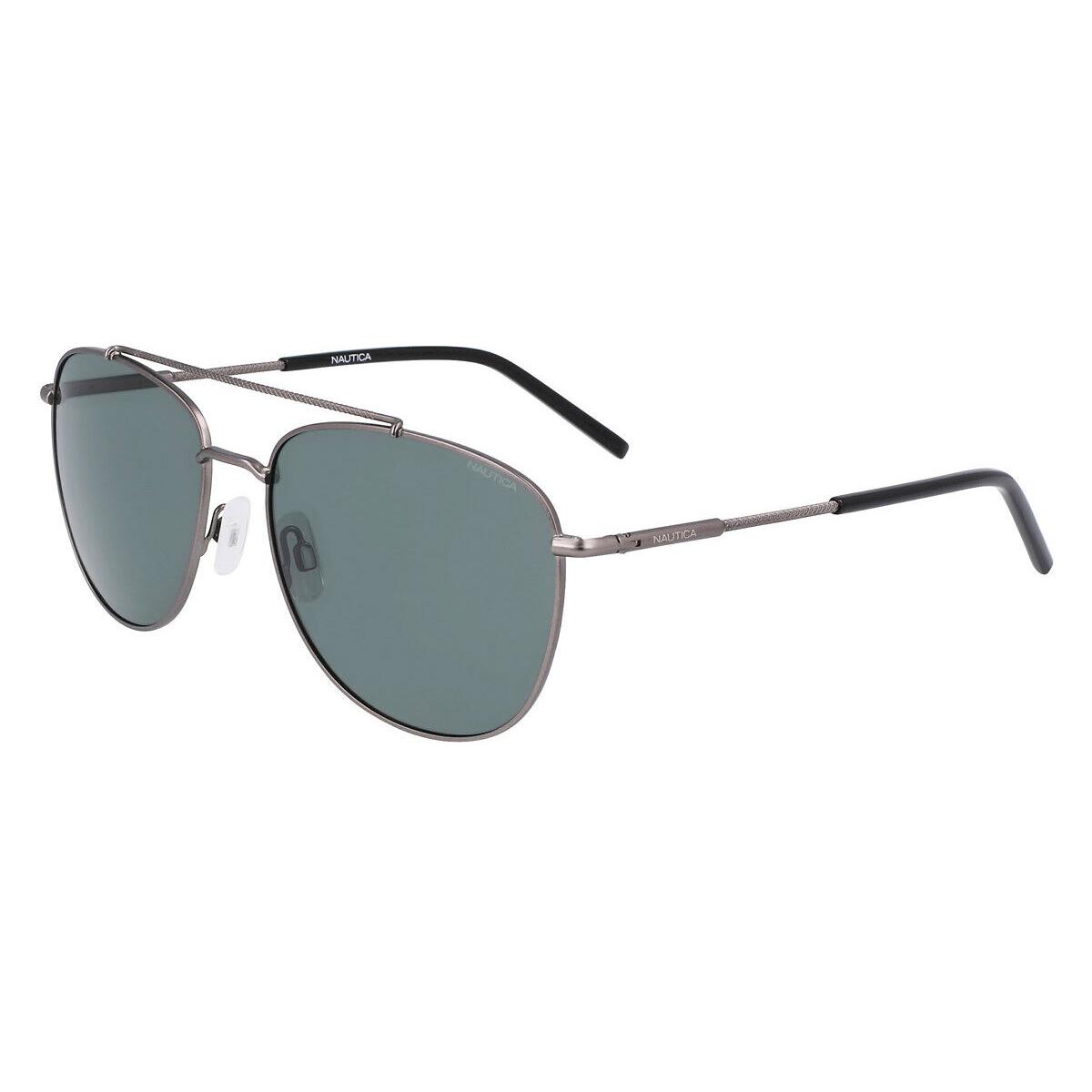 Nautica N5144S Sunglasses Men Matte Gunmetal Aviator 58mm