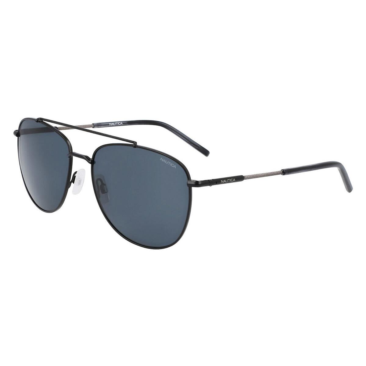 Nautica N5144S Sunglasses Men Matte Black Aviator 58mm