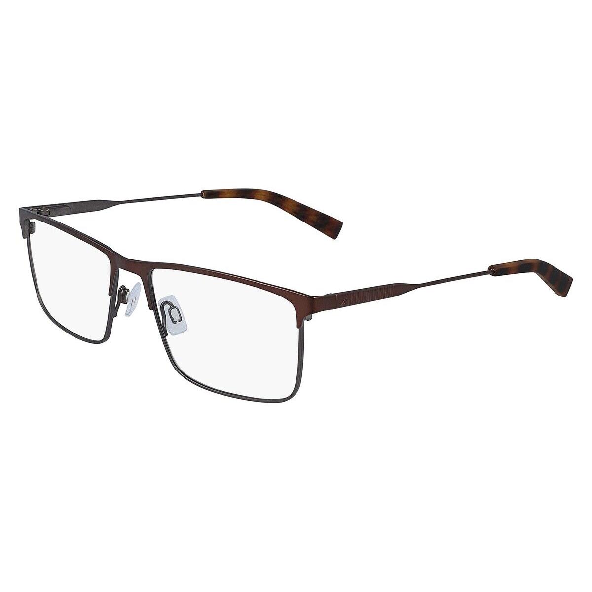 Nautica N7295 Eyeglasses Men Matte Brown Rectangle 57mm