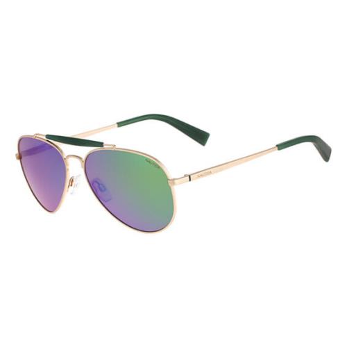 Nautica N5114 067 Antique Gold Green Polarized Pilot Unisex Sunglasses 58mm