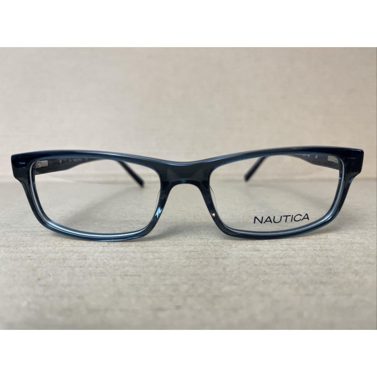 Nautica N8169 015 Clear Blue Rectangular Full Rim Eyeglasses 54-17-145 Frames