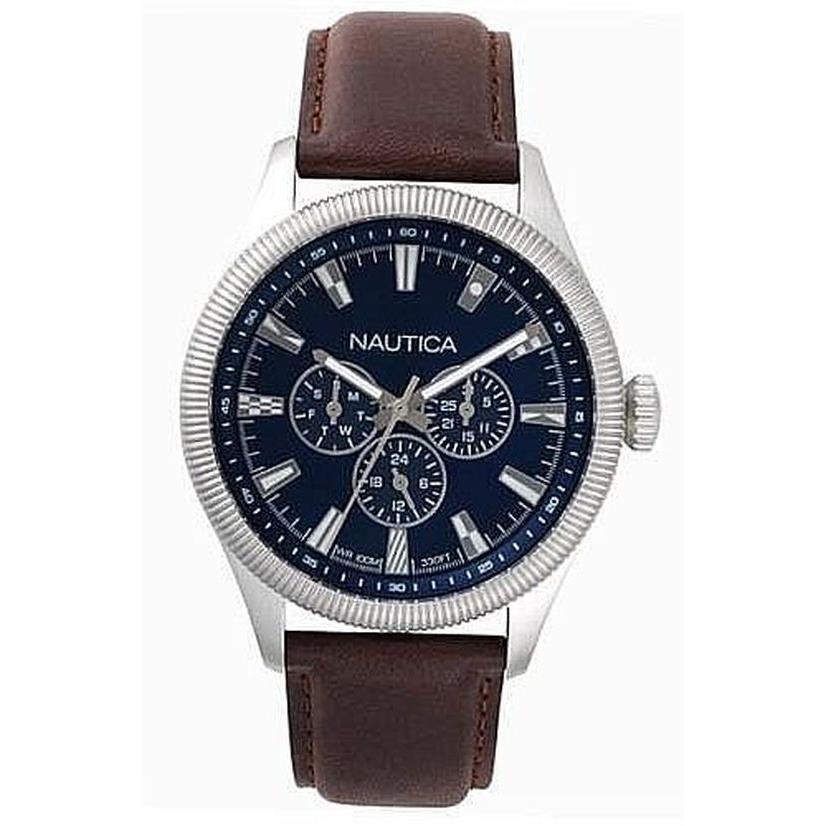 Men`s Nautica Starboard 44mm Leather Band Watch NAPSTB001