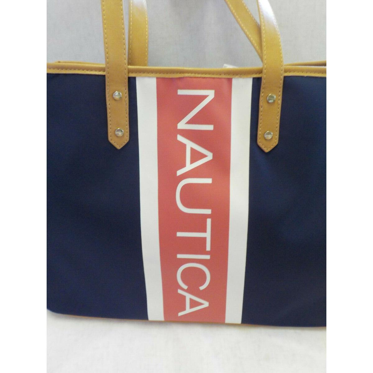 Nautica XL Tote Multicolor Canvas Leather 18.5 X 12 Strap Drop 10