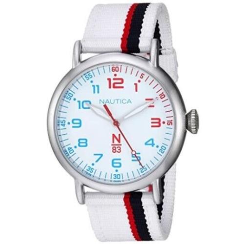 Nautica Blue White Wakeland White Dial 40mm Easy Reader Men`s Watch NAPWLS908