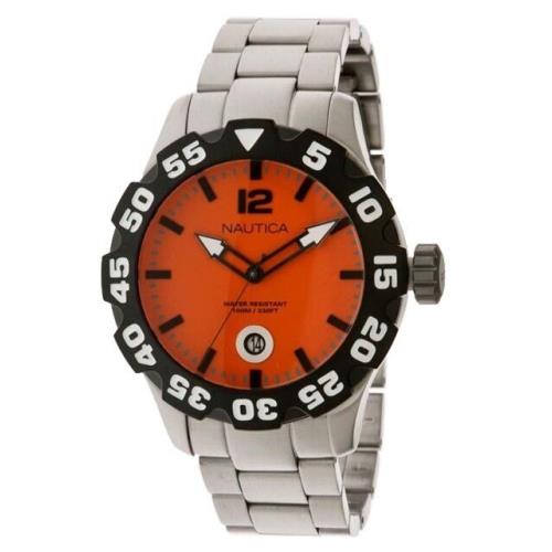 Nautica N18623G Steel Bracelet Orange Dial Men`s Watch