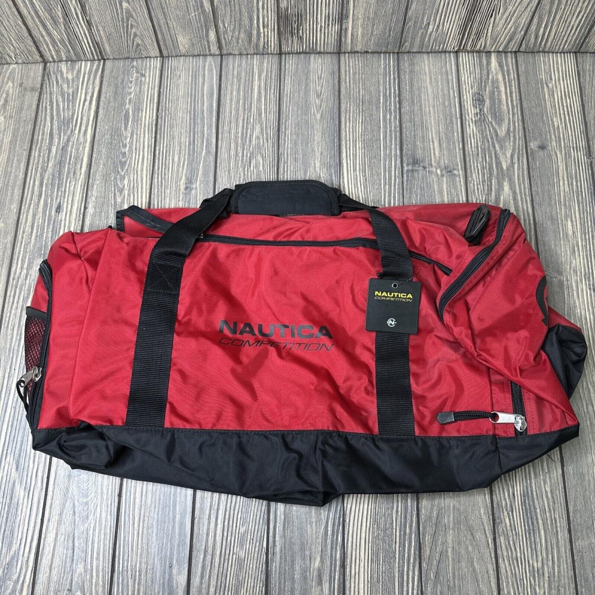 Nautica Competition Red Black Duffle Bag Workout Gym