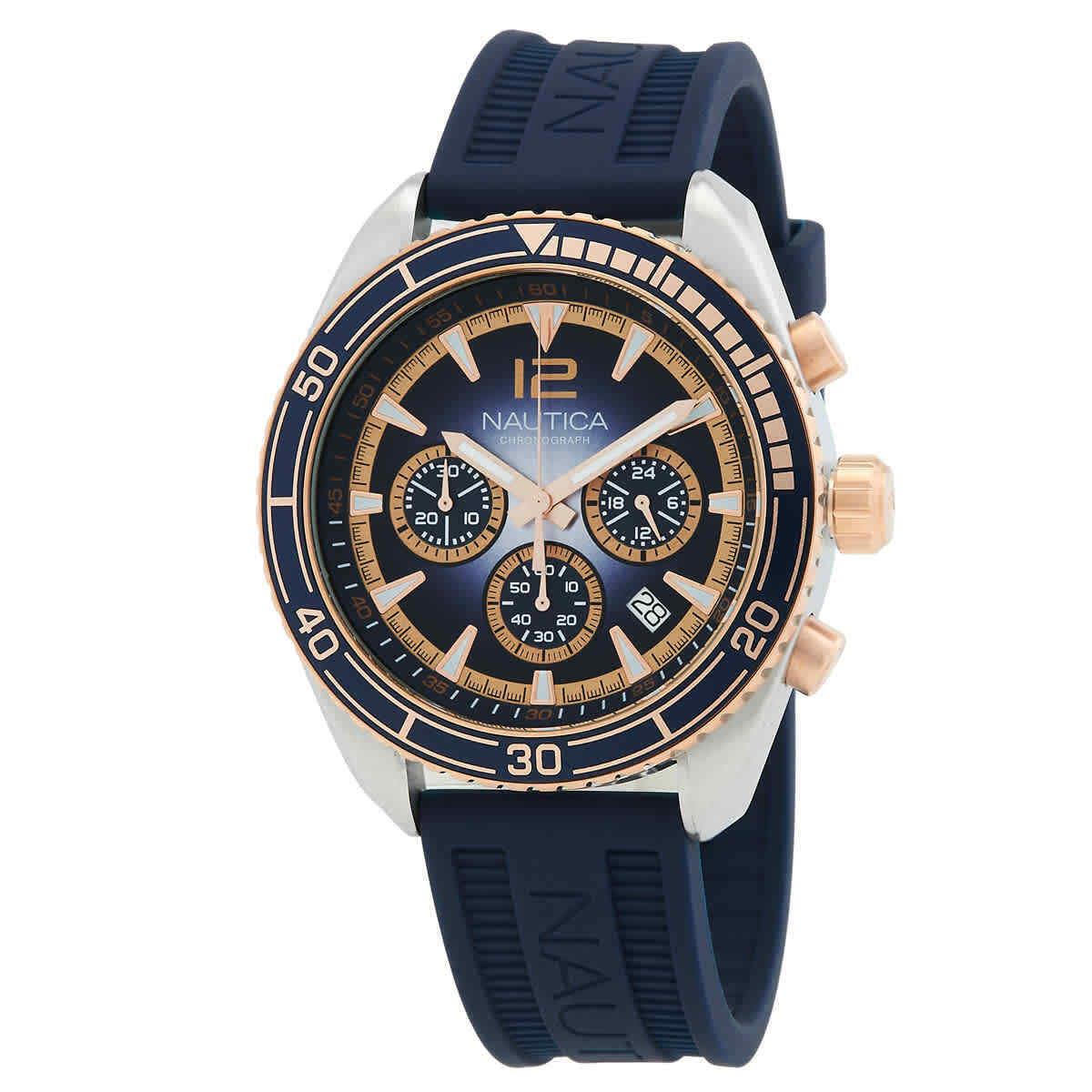 Nautica Key Biscane Chronograph Quartz Blue Dial Men`s Watch NAPKBF301