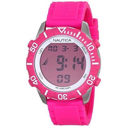 Nautica Nsr Silver+pink Tone Pink Silicone Band Chronograph WATCH-N09930G - Dial: Pink, White, Band: Pink