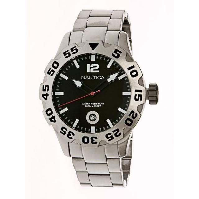 Nautica N17549G Steel Bracelet Black Dial Men`s Watch