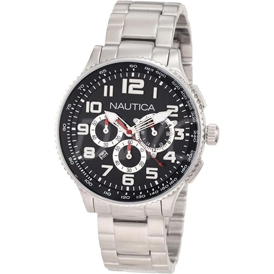 Nautica Black Dial Stainless Steel Bracelet Quartz Analog Men`s Watch N25521M