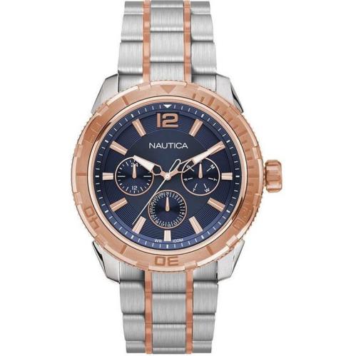 Men`s Nautica Stl Multifunction Stainless Steel Link Watch NAPSTL005