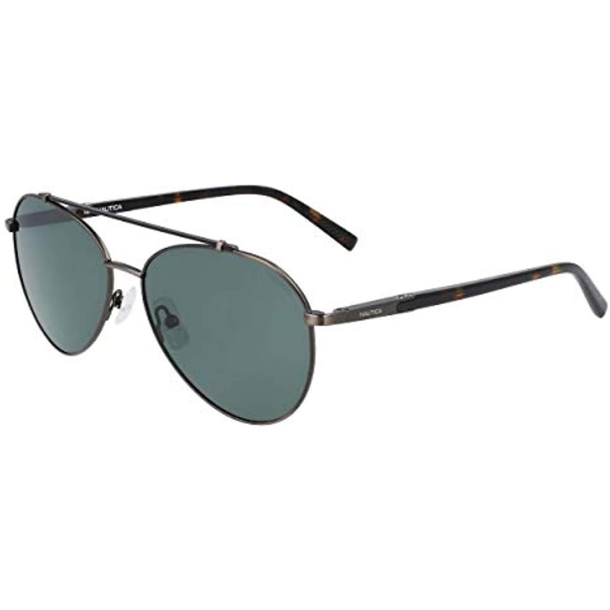 Nautica N5138S 030 Polarized Gunmetal Aviator Sunglasses with Grey Lenses