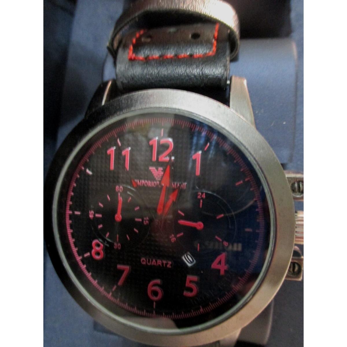 Nautica Men`s Watch N18522g Black with Red Numerals-needs Battery