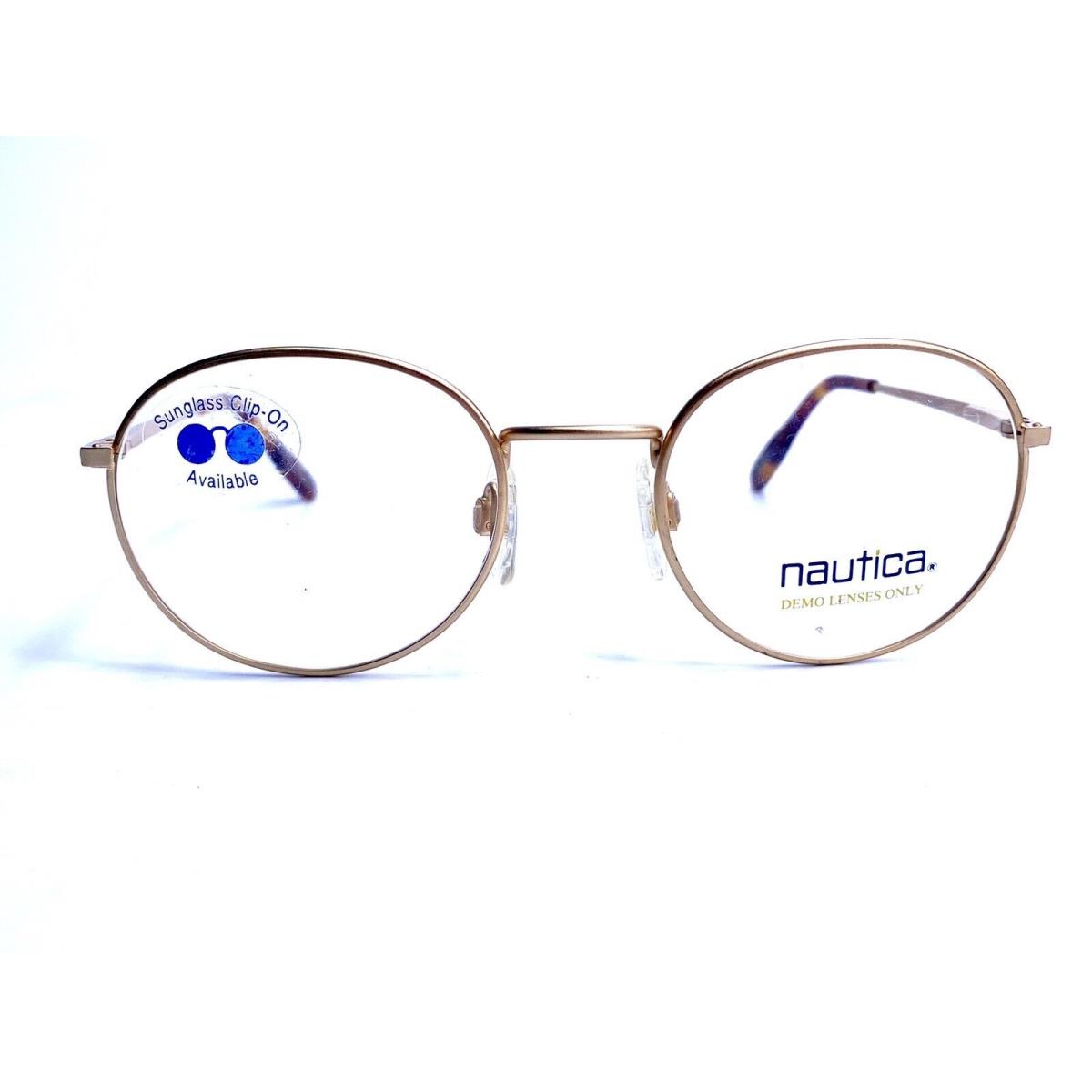 Vtg Nautica Round Gold Metal Eyeglasses Flex Temples Italy J14 052 49 20 130