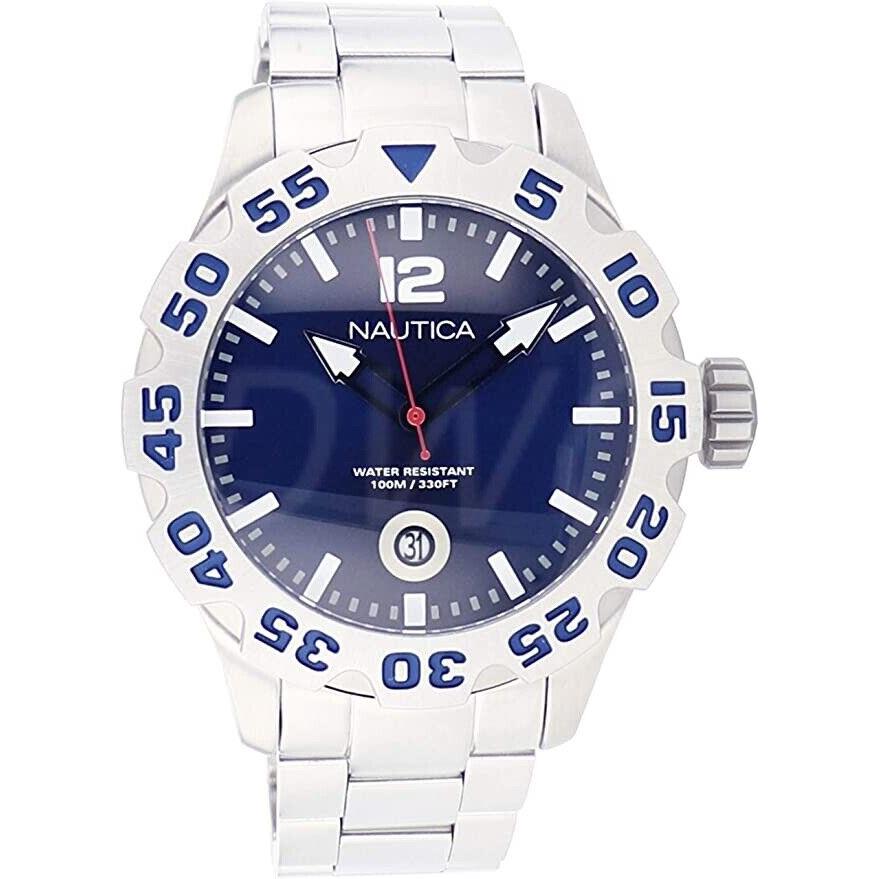 Nautica N17569G Gents Men`s Blue Dial Date Stainless Steel Watch