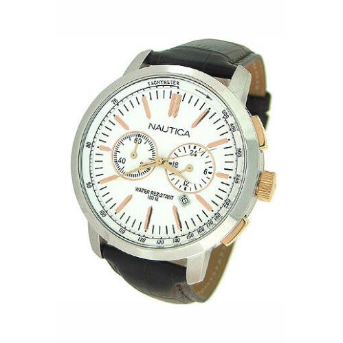 Nautica Chronograph Leather 100M Mens Watch N19574G