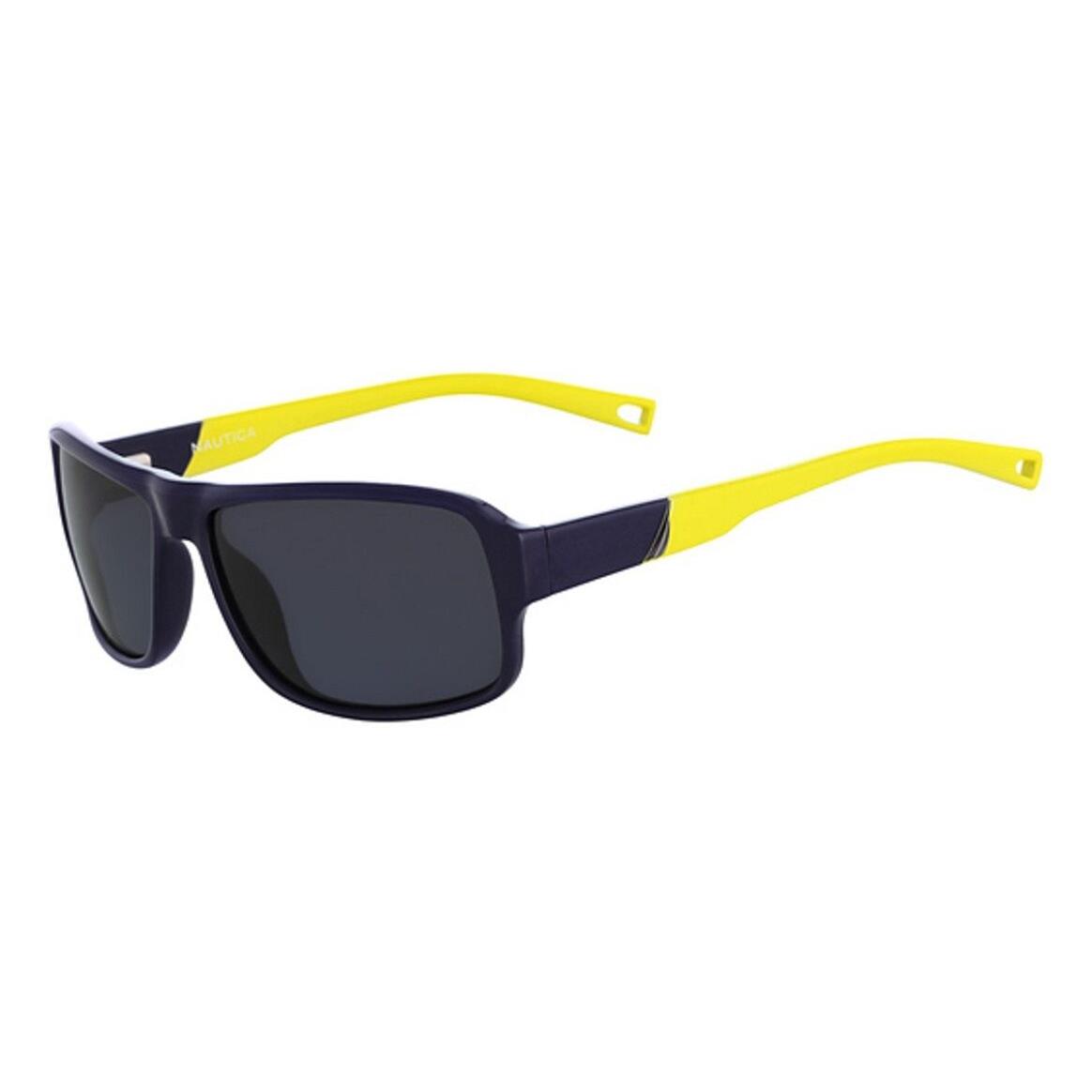 Nautica N6210 414 Navy Yellow Grey Polarized Unisex Sunglasses 59mm - Frame: NAVY/YELLOW, Lens: GREY