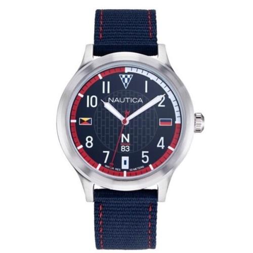 Nautica N 83 Crissy Field Blue Nylon Strap 43mm Blue Dial Men`s Watch NAPCFS910