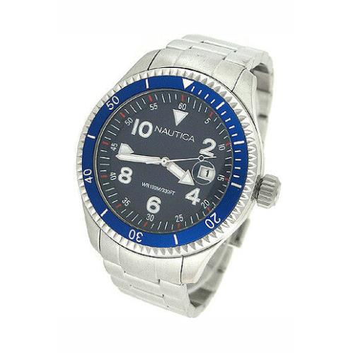 Nautica Date Silver Bracelet 100M Mens Watch N14560G