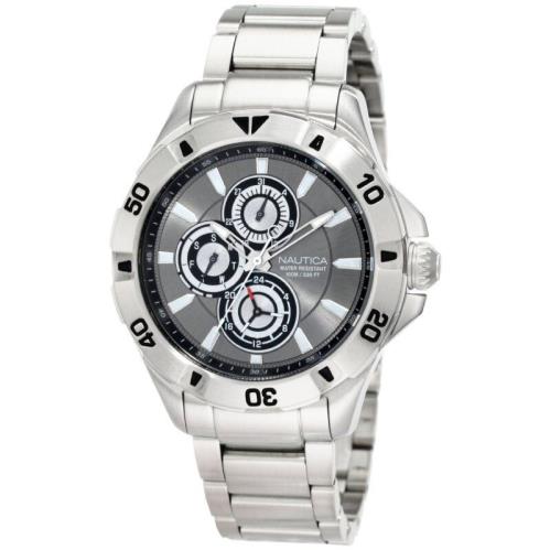 Nautica Men`s N17545G Nst 06 Multifunction Silver Dial Steel Bracelet Watch