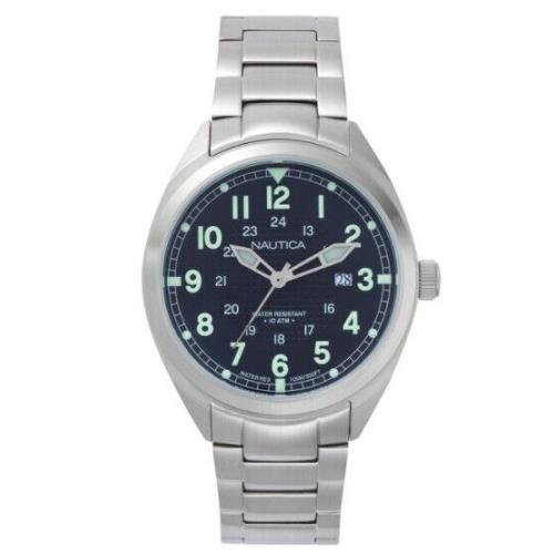 Nautica Men`s Battery Park Collection 44mm Steel Dark Blue Watch NAPBTP004