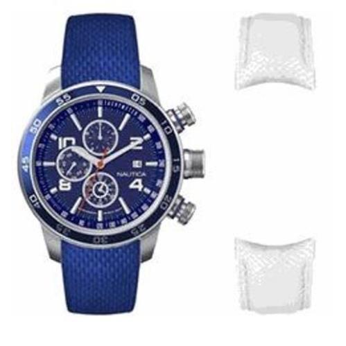 Nautica Men`s N23605G Box Set Blue White Strap Watch