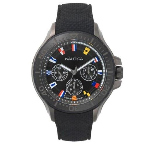 Nautica Auckland Multifunction 49mm Black Dial Flagship Men`s Watch NAPAUC007