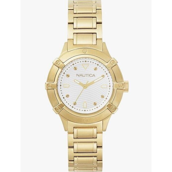 Nautica Capri Gold Tone Stainless Steel Quartz 36mm Women`s Watch NAPCPR004