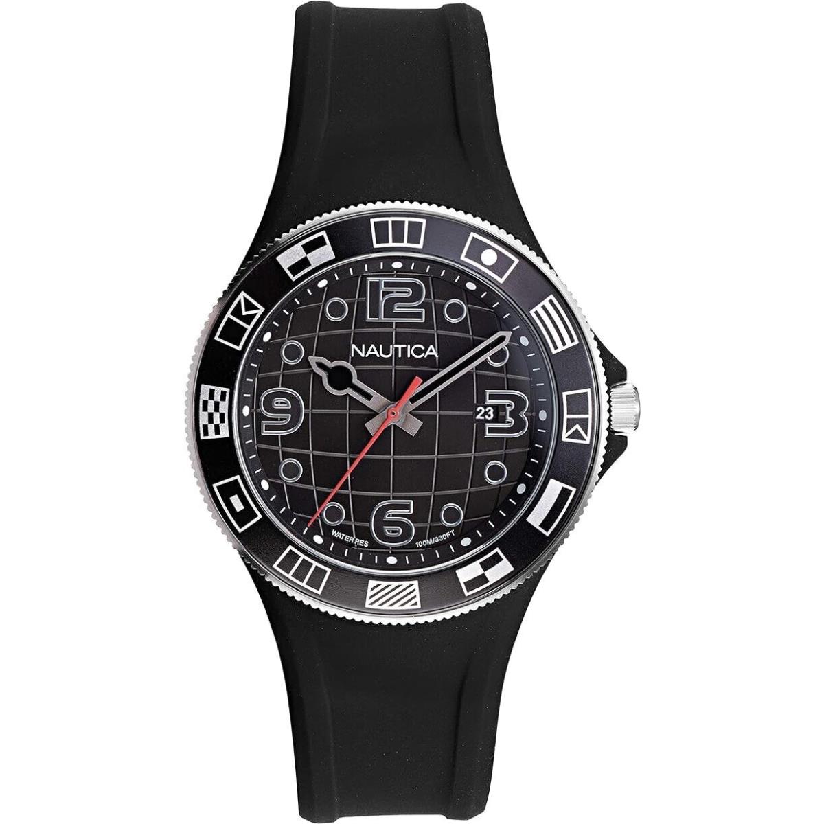 Nautica Black Dial Date Black Silicone Strap Men s Watch NAPLBS904