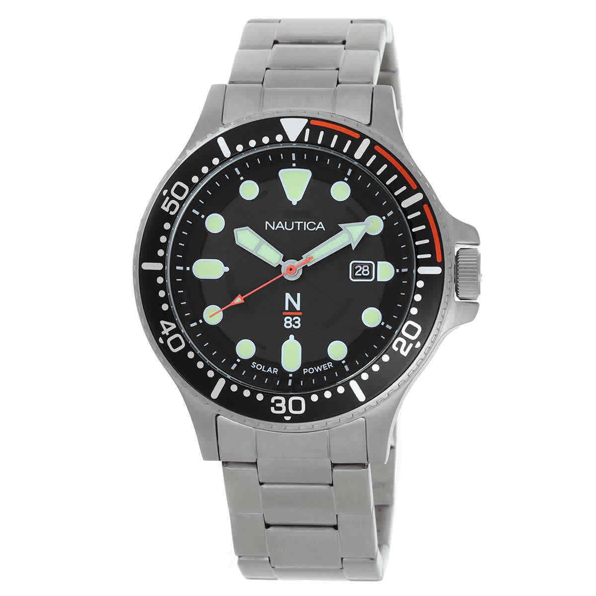 Nautica Cocoa Beach Solar-powered Black Dial Men`s Watch NAPCBS307