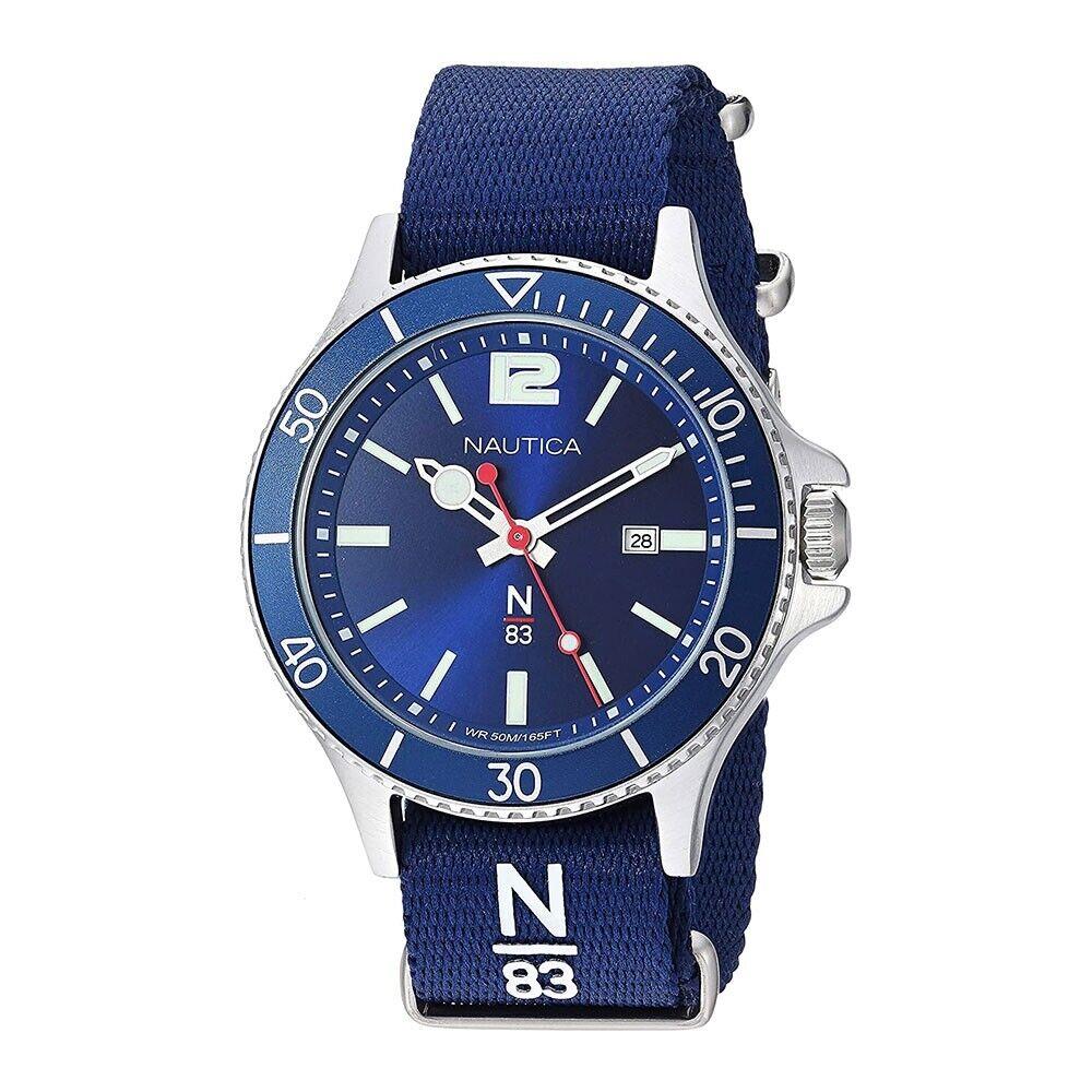 Nautica Men`s Blue Dial N83 NAPABS904 43mm Quartz Watch Blue Fabric Strap