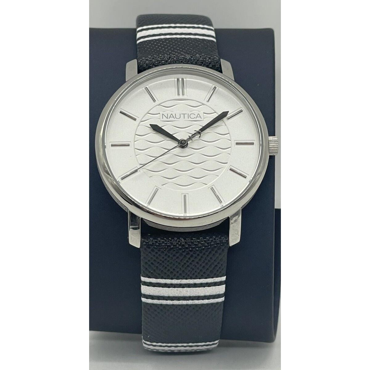 Nautica Blue Navy White Strap Stripes 37mm White Dial Women`s Watch NAPCGS001